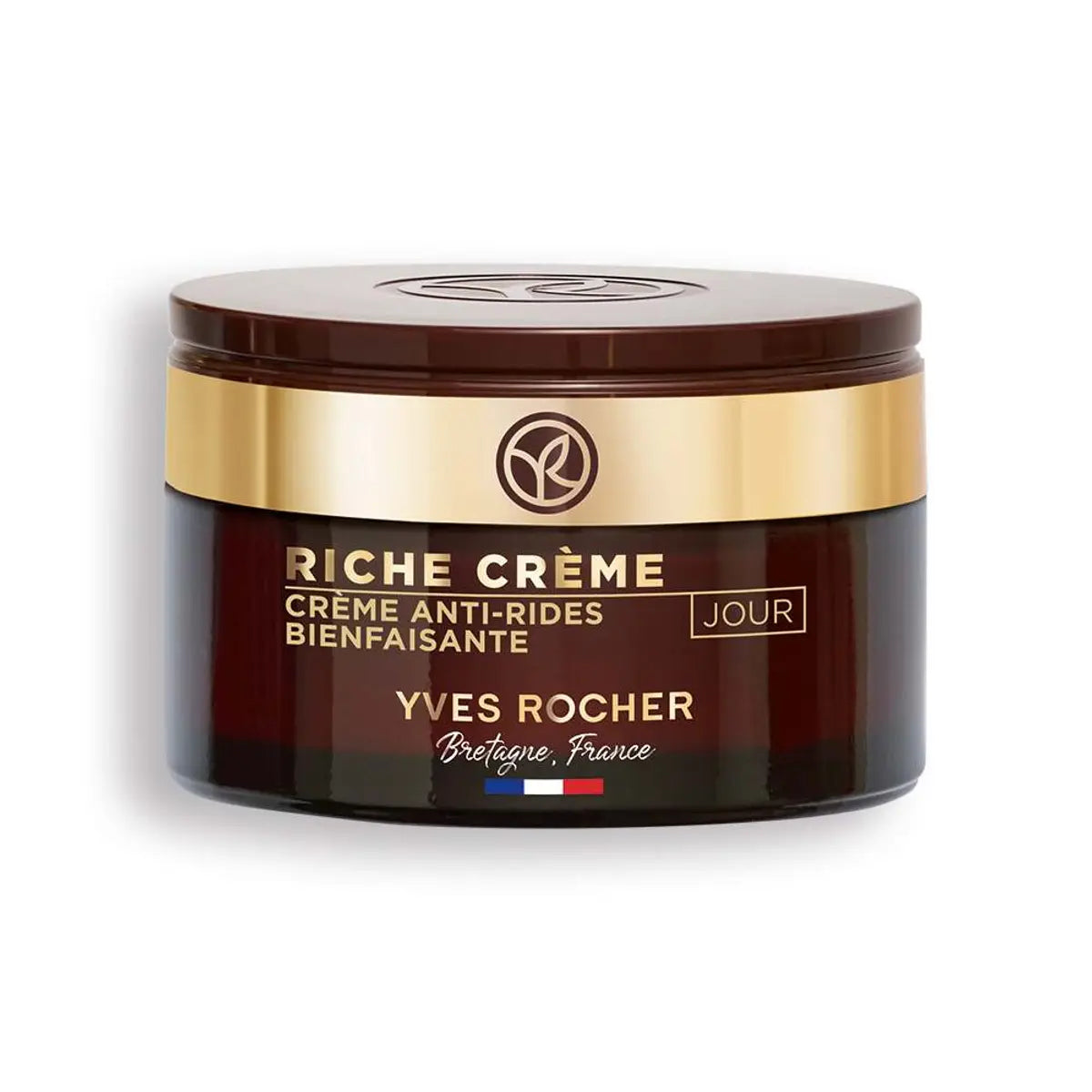 Yves Rocher RICHE CRÈME Antifalten Verwöhn-Tagespflege, regenerierende Anti-Aging Tagescreme, mildert Falten, 1 x Glas-Tiegel 50 ml