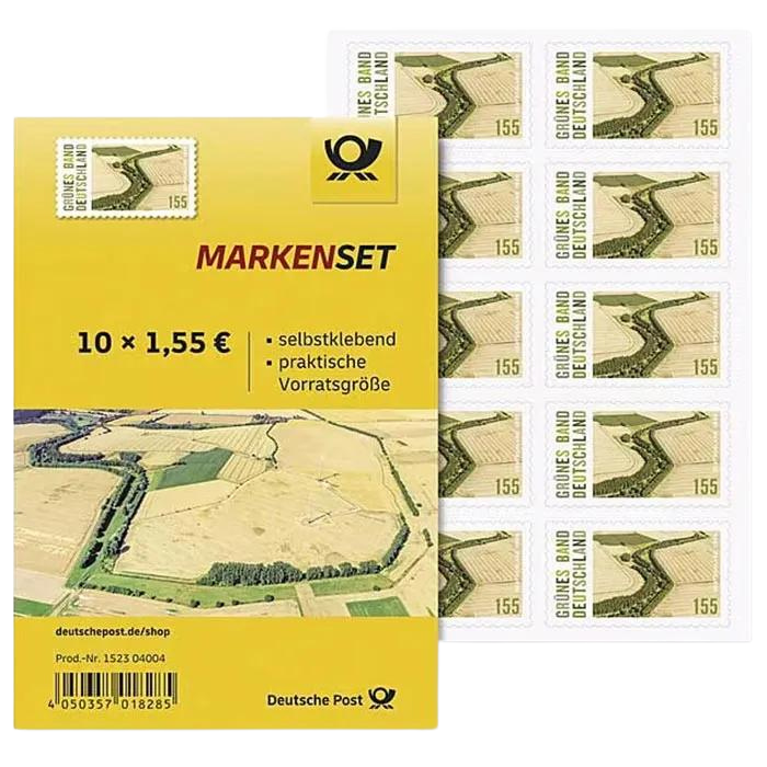 10 Stück Deutsche Post 1,55€ Briefmarken "Grünes Band" Selbstklebend