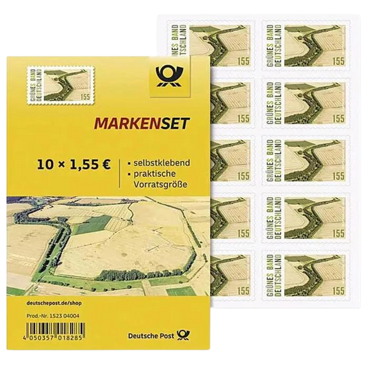 10 Stück Deutsche Post 1,55€ Briefmarken "Grünes Band" Selbstklebend