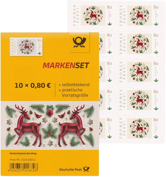 10 Stück Deutsche Post 0,80€ Briefmarken "Frohes Fest" Selbstklebend