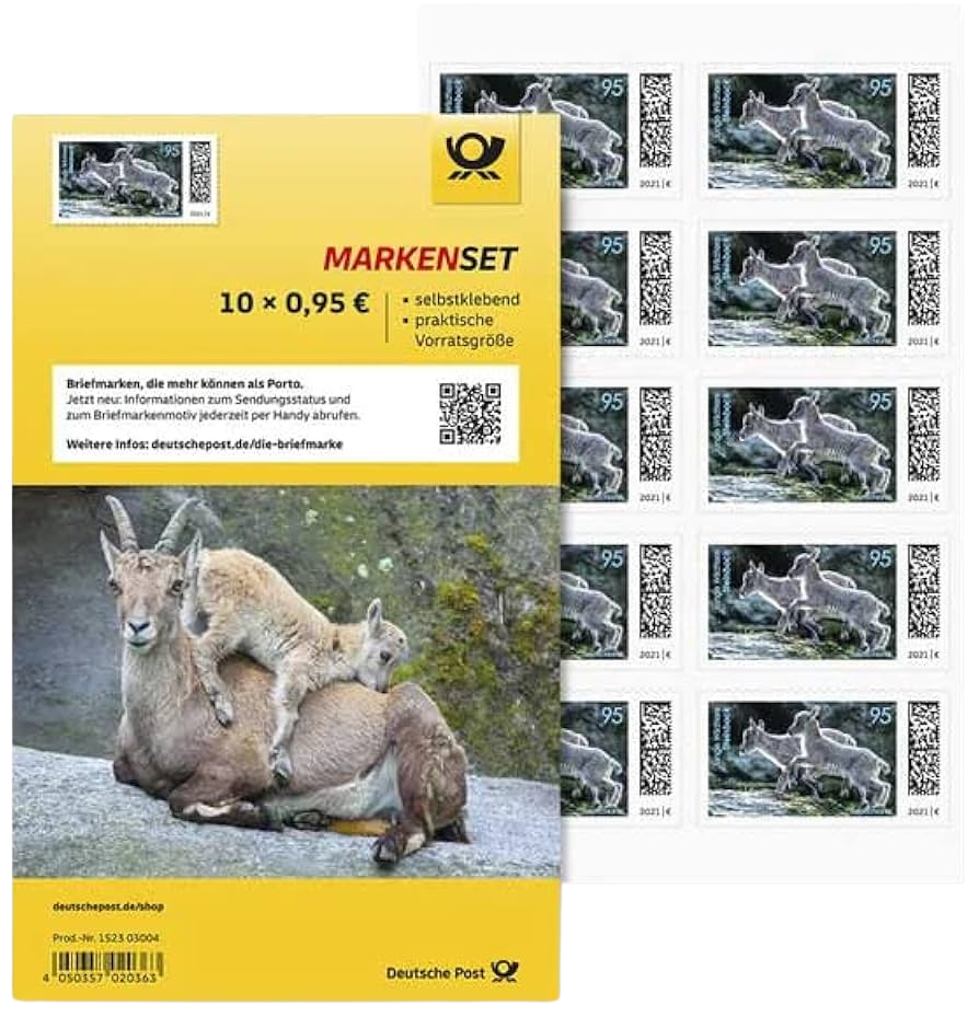 10 Stück Deutsche Post 0,95€ Briefmarken "Junge Wildtiere" Selbstklebend