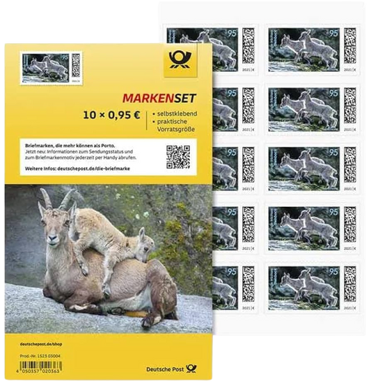 10 Stück Deutsche Post 0,95€ Briefmarken "Junge Wildtiere" Selbstklebend