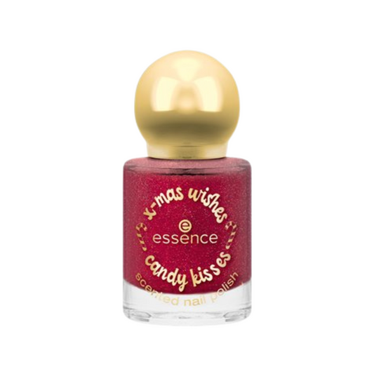 essence X-Mas Wishes Candy Kisses Scented Nail Polish No. 02 Apple-y Ever After Red (8 ml)